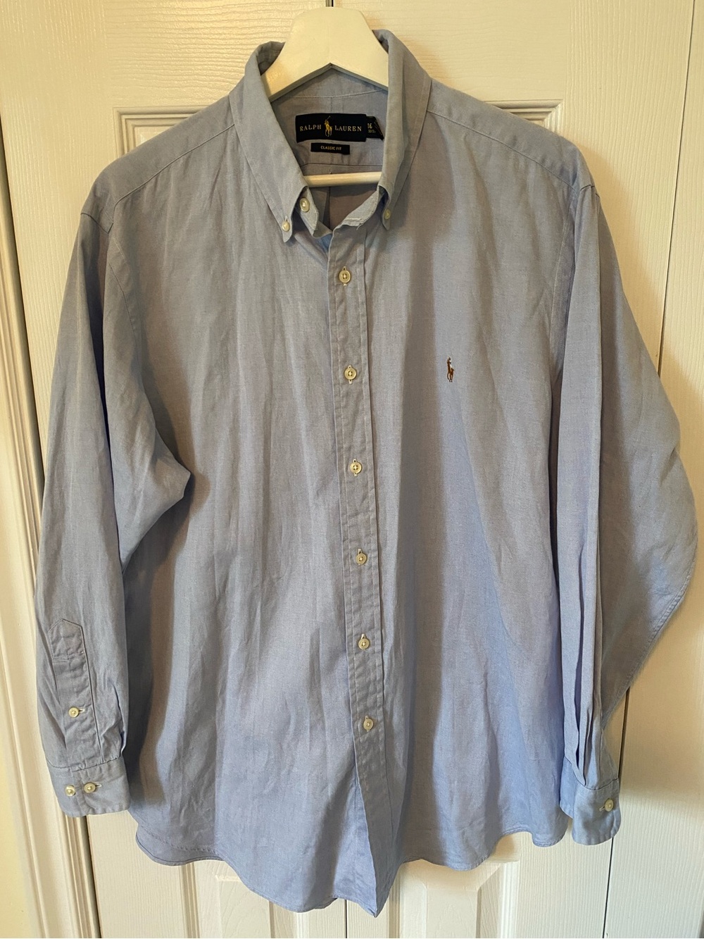 Ralph Lauren Classic Oxford Button-Down Shirt light blue 100% cotton 16.5” neck